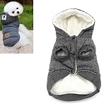 Kismaple-Cane-Gatto-giacca-felpa-piumino-invernale-anumale-domestico-cappotto-con-cappuccio-vestiti-caldi-per-piccolo-medio-Cani-M-torace-37-cm-collo-26-cm-Grigio
