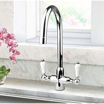 monobloc chrome traditional luxury kitchen swivel spout faucet sink tap
