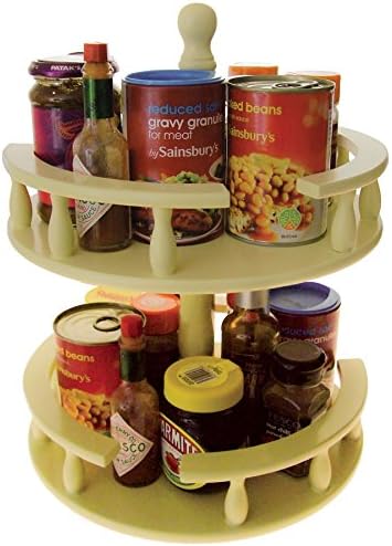 2 Tier Lazy Susan - Rotating Kitchen Carousel For Storing Herbs Spices and Condiments