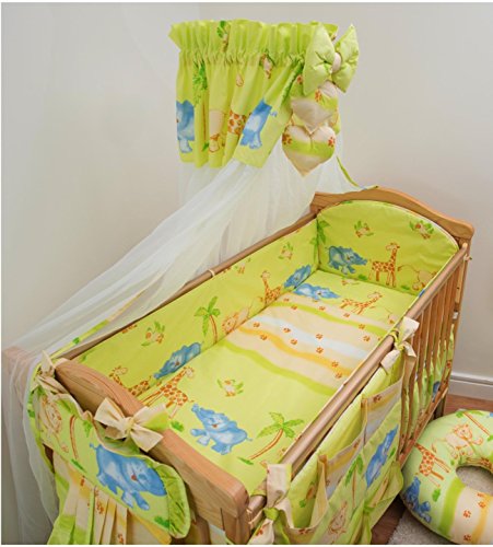 8 Piece Baby Bedding set with All-Round Bumper to Fit 140 x 70 cm Cot Bed- Pattern 1