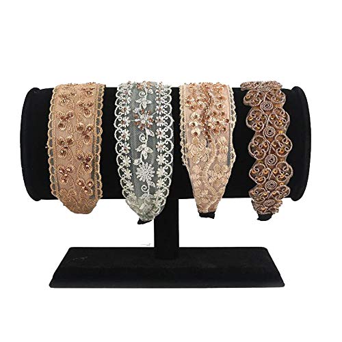 Preisvergleich Produktbild Stirnband Aufbewahrungsständer Armbandhalter T-Bar Schwarz / Grau Samt Schmuckvitrine Ständer für Halsketten, Armbänder und Ringe Halter für die Organisation zu Hause (Farbe : Black)