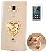 Produktbild ISENPENK Huawei Mate S Hülle Silikon Case,Ultra Slim Soft TPU Silikon Transparent Schutzhülle,Crystal Clear Durchsichtig Weichem Silicone Thin Anti Slip Handy Hülle,Diamant Kaninchenohren Pattern für Kamera Protector Cover Shockproof Tasche Etui Bumper mit Diamant Ring Halter Ständer Standfunktion Wasserdicht Case für Huawei Mate S(2015) 5.5Zoll-[herz gold]+Panzerglas Folie/Display folie/Schutzfolie