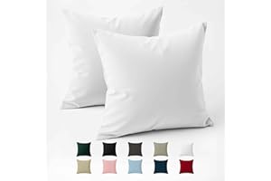 Funda de Almohada 50x50 Algodón Reforzado (Pack de 2) - Blanco - Tela Apretada de 57 Hilos/cm² - Funda Almohada 50 x 50 - Certificación Oeko Tex - Dreamzie