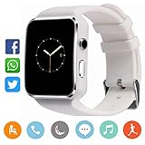 SmartWatch CanMixs Bluetooth Smart Watch CM03 Für Android, iOS iPhone, Samsung, Huawei, Sony, Schlaf-Tracker, Armbanduhr, Sport, Unterstützung von Sim-Karte (weiß)