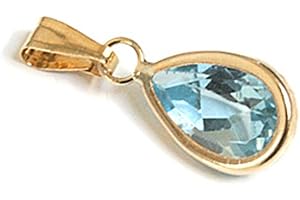Peninsula Jewellery 9ct Gold Blue Topaz Teardrop Pendant without Chain