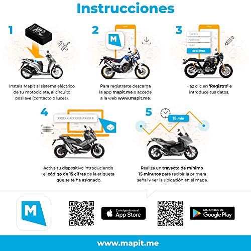 Mapit Localizador GPS para Moto GPS Motorbike Tracker 1800mAh Tecnología gsm/GPRS GPS Tracker GPS/GLONASS/Galileo