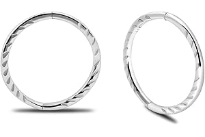 SERENITY SLEEPERS 925 Sterling Silver Solid Seamless Diamond Cut Twist Sleeper Hoop Earrings Small Hinged Thin Handmade 8mm 10mm 12mm 14mm For Women Men Girls