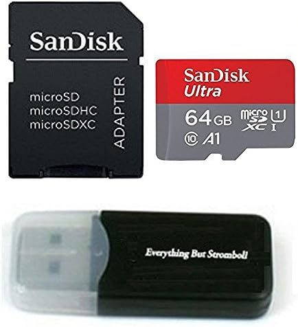 SanDisk Ultra UHS-I Class 10 80mb/s MicroSDXC Memory Card for LG V20 V30 Q6 Q8 G6 G6+ X Venture K20 V Harmony Stylo 3 Plus Cell Phones with Everything but Stromboli Card Reader (64GB)