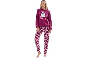 CHICWHISPER Ladies Plush Super Soft Check Pyjamas Warm Teddy Bear Fleece PJ'S