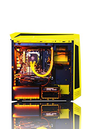 VIBOX Warrior Komplett-PC Paket 4.46 Gaming PC – 4,0GHz AMD FX 6-Core CPU, RX 460 GPU, leistungsfähig, Wassergekühlter Desktop Gamer Computer mit Spielgutschein, 22″ HD Monitor, Gamer Tastatur & Mouse, Gelb Innenbeleuchtung, lebenslange Garantie* (4,0GHz übertakteter Superschneller AMD FX 6300 Sechs 6-Core Prozessor CPU, MSI AMD Radeon RX 460 2GB Grafikkarte, 8GB Team Elite 1600MHz RAM, 120GB SSD, 2TB Festplatte, Raijintek Triton Wasserkühler, BitFenix Aegis Gehäuse, Ohne Windows Betriebssystem) - 5