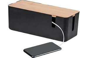 Moonyan Boîte Cache Câble, Grand Rangement Câbles Electriques avec Bois Couvercle, pour Couvrir Et Cacher Les Fils Télévision Ordinateur Routeur Hub USB Et Multiprise sous Le Bureau