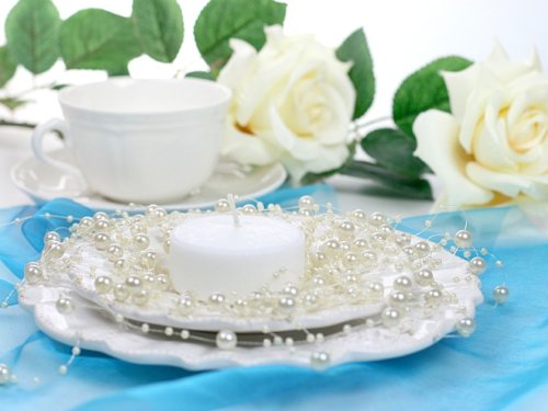 SiDeSo® Perlengirlande creme 5 Stück á 1,3m Tischdeko Hochzeit - 2