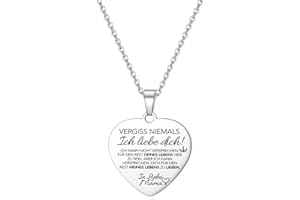 HAYOUWAY Kette Herz Halskette mit Gravur Inspirierende Deutsche Buchstaben für Meine Tochter Enkelin Damen Mädchen,Herz Anhänger Geschenke an Unsere Tochter/Enkelin von Mama und Papa/Oma und Opa