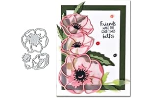 BEETIRRYHU 3D Flower Metal Die Cuts, 3D Flower Frame Metal Cutting Dies Cut Stencils Card Paper Craft DIY Template Metal Cutting Dies Album Embossing Paper Dies for Card Making Scrapbooking