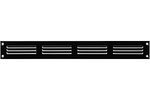 LIRAST 400 x 50 mm, czarna, metalowa kratka wentylacyjna z ochroną przed owadami, kratka do wentylacji, kratka wylotowa