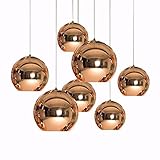 Körpermaterial: Glas Cwill Moderne Kunst Globus Pendelleuchte Goldene Kupfer Spiegelglas Ball Lampenschirm Pendelleuchte Küchentisch Leuchten, cooper 40 cm