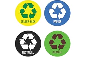 HAVATI Laminierte Recycling Mülleimer Aufkleber für draußen und drinnen, 4 Stück