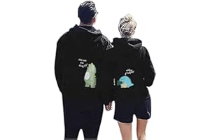 TDEOK Couple Pullover - PäRchen Hoodie Dino Langarm Kapuzenpullover Damen/Herren, Partnerlook PäRchen Hoodie Partner Pullover Hoodie Personalisiert Couple Geschenke King Queen Pullover, Couple Geschenke