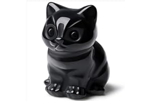 Sahoottie Obsidian Katze Figur Schwarze Katzen Deko Obsidian Deko Figuren Geschenke für Katzenliebhaber Katze Geschenk Kristalle Glückskatze