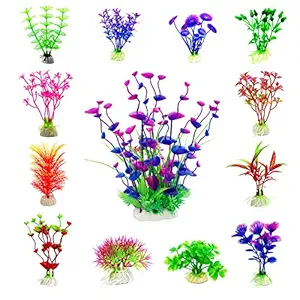 CousDUoBe Artificial Aquatic Plants Small Aquarium Plants Artificial Fish Tank Decorations?Used for Household and Office Aquarium Simulation Plastic Hydroponic Plants (13-Pack?Maximum 9.5 inches?)