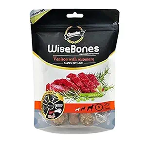 Gnawlers Wisebone Grain Free Dog Treat - Venison with Rosemary - 200 g - S