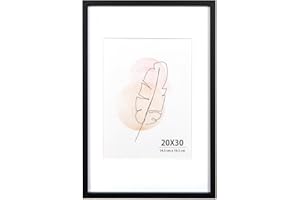 KAIWIN Bilderrahmen 20x30 cm Schwarz Holz Fotorahmen Holzrrahmen mit Passepartout zum aufhängen und aufstellen Benutzt für Wohnzimmer, Schlafzimmer, Arbeitszimmer, für Fotos, Kunstwerke und Poster