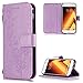 Produktbild FNBK Samsung Galaxy A3 2017 Hülle Leder Lila Löwenzahn Blumen Handyhülle Holster Leder Flip Wallet Cover Tasche Stand Case Card Slot Magnetverschluß Kratzfestes Schutzhülle
