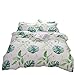 Produktbild Kfz-Bettwäsche-Set (Doppelbett, King-Size-Bett, 4 Stück: Bettbezug, Bettlaken, 2 Kissenbezüge), kein Bettdeckenbezug, FD-Dreieck/Blätter/Blumen/Druck-Design für Erwachsene, Kinder, Microfaser, Grass Leaves, Green, Twin 59"x79" 3pcs