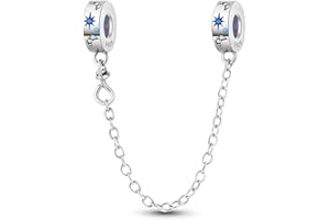 Hapour 925 de Plata de Ley Cadena de Seguridad para Pulseras Charms Dangle Colgantes Abalorios Joyería Regalo para Mujeres Niñas