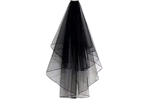 SUNHUITOY Black Lace Veil, Bridal Wedding Veils Halloween Veil Creative Mantilla Cathedral Tulle Sheer Wedding With Comb