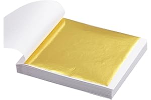 MUALADY 100Pcs Gold Leaf Sheets, 14×14 cm Double-Sided Gold & Metal Leaf, Multifunction DIY Gold Foil Paper for Home Decoration, Nail Art, Drawing, Art Craft