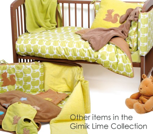 Baby Boum 28 x 340cm Cotton Rich Thick and Extra Long Playpen and Cot Bumper (Gimik Squirrel Collection, Lime)