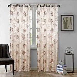 BOMBSHELL Premium Jacquard Curtains for Home Living Room & Office Jacquard Jute Room Darkening Curtains (Coffee, 4 x 9 Feet Door (2Pc))