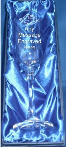 PERSONALISED ENGRAVED WEDDING RINGS ON PILLOW LARGE 210ml CHAMPAGNE FLUTE cf5 IN SILK LINED GIFT BOX