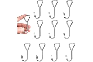 RHQFDM 10 Pieces Rubber Elastic Straps J-hook,Hooks for Expander Rope Silver,Reinforced Stainless Expander Hooks,Metal Hooks for Elastic Cord for Securing Luggage and Backpacks