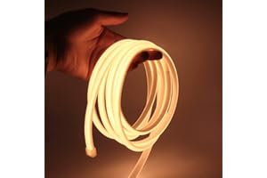 GQL Flexible COB Neon Light Strip, 220V LED Strip 288 LEDs/m, Cut to 50cm, IP65 Waterproof Modified Silica Gel Rope Light with UK Plug Power Supply (2m, Warm White)