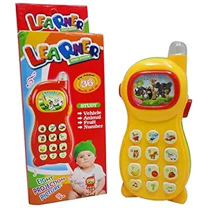 Zest 4 Toyz Baby Learning Mobile Phone with Projection & Music Telephone Cartoon Phone, Bright Colors (Assorted - A)