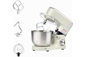 Girmi IM47 Impastatrice Planetaria, Capacità 6 Litri, Impasti fino a 2,4 kg, 1500 W Max, Pulse, 10 Velocità, Contenitore Inox, Accessori inclusi, Panna