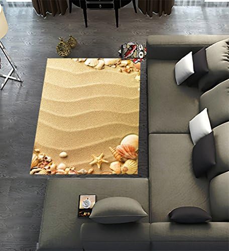 Custom Love Beach Sand Sunlight Hearts Seashells Starfish,Area Rug Dining Room Home Bedroom Carpet Floor Mat 7'x5'