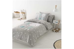 COTTON ARTean Funda nordica Infantil/Juvenil Reversible Jorge Gris para Cama de 90 Color Gris