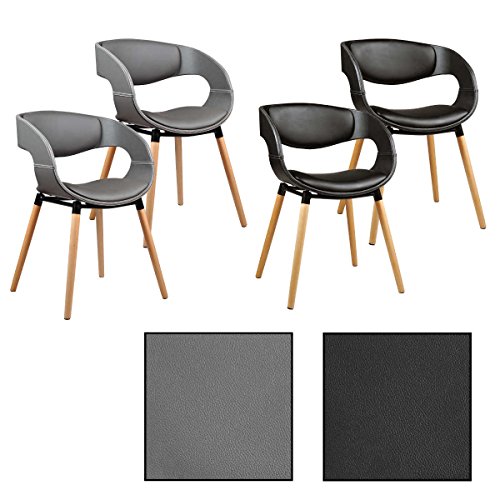 ESTEXO 2/4/6/8x Design - Esszimmerstuhl Modell Leif, Grau/Schwarz