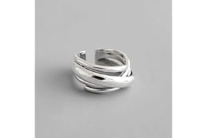 PRAK Damen 925 Sterling Silber Ringe Verstellbare,Vintage Mehrlagige Wicklung Unregelmäßige Form Ring Unisex Party Dekoration Halloween Verschleiß Geburtstag Geschenk
