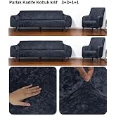 bibaha kadife Lastikli 3 3 1 1 Koltuk &Ouml;rt&uuml;s&uuml; Takımı| Kanepe Kılıfı| &Ccedil;ekyat &Ouml;rt&uuml;s&uuml; Kılıfı antrasit 180 x 230