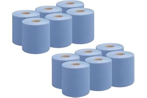 RelianceUK 12 X Value Pack Blue Centrefeed Rolls | 2 Ply Tissue Paper Roll for Cleaning and Drying Surfaces | Strong & Absorbent Kitchen Rolls for Catering, Garages, Workshops and Industrial Use