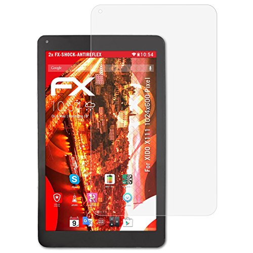 XIDO X111 (1024x600 Pixel) Panzerfolie - 2 x atFoliX FX-Shock-Antireflex blendfreie stoßabsorbierende Panzerschutzfolie