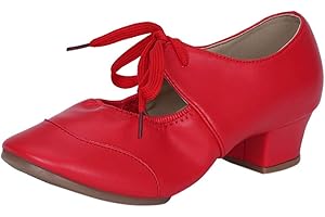 FULIDNGZG Zapatos Baile Latino Mujer, Zapatos Flamenco Fiesta Tacon Bajo Entrenamiento Suela Cuero Bailes De Salón Vintage Zapatos Salon Profesional Zapatos Sevillanas Moderno Zapatos De Baile Bachata Salsa