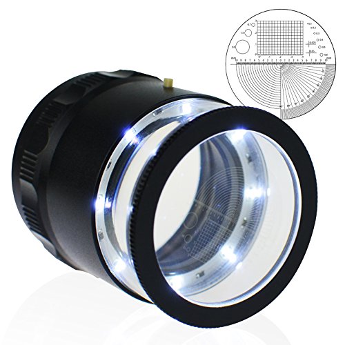 Lupa Lupa Escala Aumento De 10x Carta De Escala 20 Mm De Luz LED 8 Y 25 Mm Campo De Visión