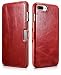 Produktbild Mobiskin Tasche für Apple iPhone 8 Plus und iPhone 7 Plus (5.5 Zoll) / Case mit Echt-Leder Außenseite/Schutz-Hülle seitlich aufklappbar/Ultra-Slim Cover/dünne Klapphülle im Vintage Look/Etui / Rot