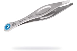 Premax 11508 - Pinzetta Punta Retta - RingLockSystem - Uomo - Dim. 9,5 cm. - Acciaio Inox - Sabbiate - Made in Italy