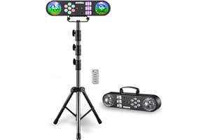 DJ Light with Stand, WorldLite 5-in-1 Party Bar Light Set with Magic Ball, Led Par, Red & Green Pattern, Strobe/UV, Portable Tripod DJ Stage Lighting System for Disco Gig Band Wedding